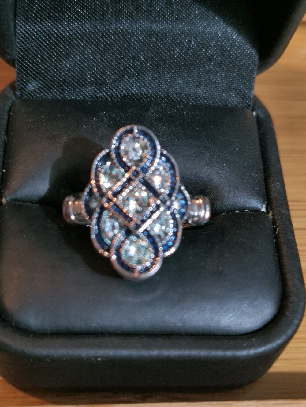 Art Deco Style 3Ct Lab-Created 14k Diamond & Sapphire White Gold FN Ring